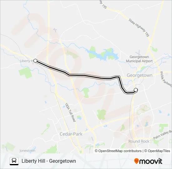 LIBERTY HILL - GEORGETOWN Bus Line Map