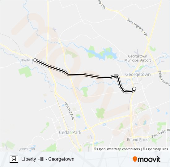 Mapa de LIBERTY HILL - GEORGETOWN de autobús