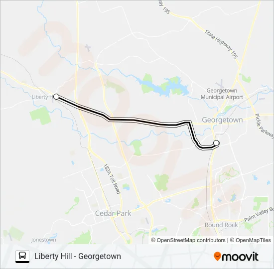 LIBERTY HILL - GEORGETOWN Bus Line Map