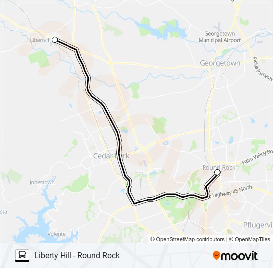 Mapa de LIBERTY HILL - ROUND ROCK de autobús