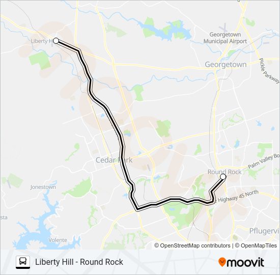 LIBERTY HILL - ROUND ROCK Bus Line Map