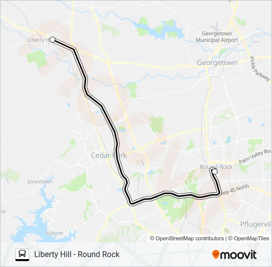 LIBERTY HILL - ROUND ROCK Bus Line Map