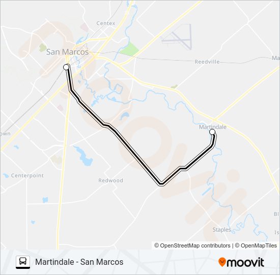 MARTINDALE  -  SAN MARCOS Bus Line Map