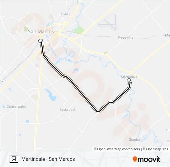 MARTINDALE  -  SAN MARCOS Bus Line Map