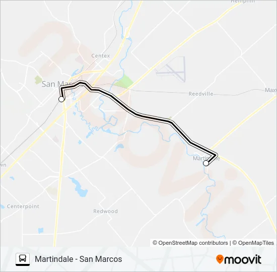 MARTINDALE  -  SAN MARCOS Bus Line Map