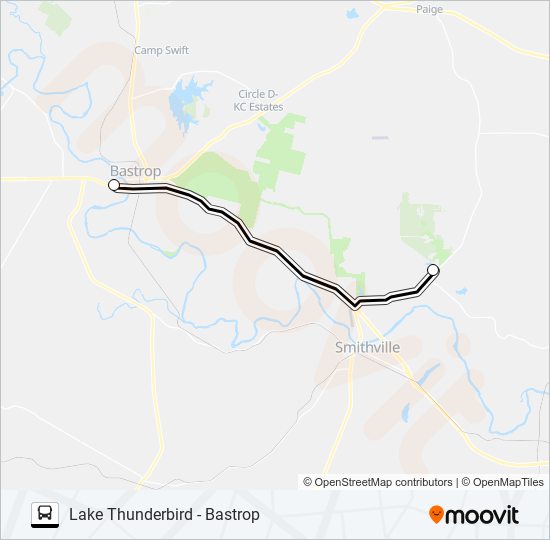 Mapa de LAKE THUNDERBIRD - BASTROP de autobús