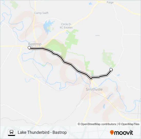 LAKE THUNDERBIRD - BASTROP Bus Line Map