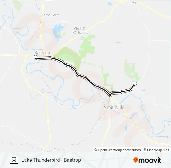 LAKE THUNDERBIRD - BASTROP Bus Line Map