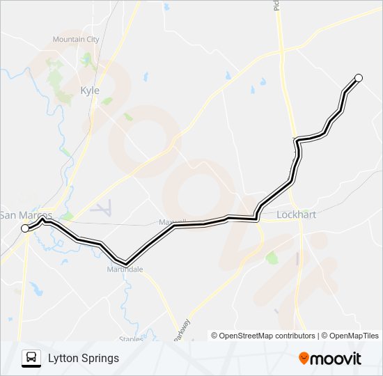 LYTTON SPRINGS - SAN MARCOS bus Line Map