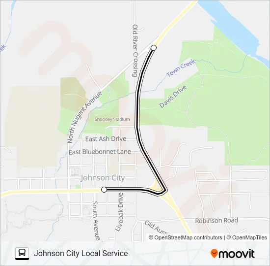JOHNSON  CITY  LOCAL SERVICE Bus Line Map