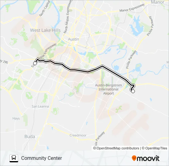 DEL VALLE - COMMUNITY  CENTER Bus Line Map