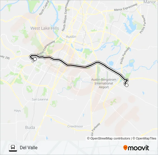 DEL VALLE - COMMUNITY  CENTER Bus Line Map