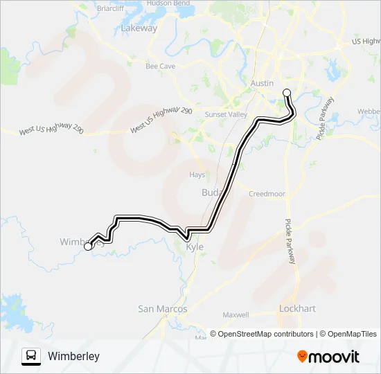 DRIPPING SPRINGS  - WIMBERLEY Bus Line Map