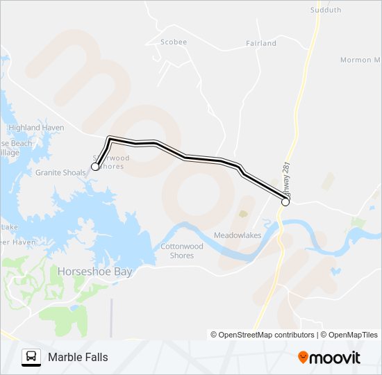 GRANITE SHOALS - MARBLE FALLS Bus Line Map