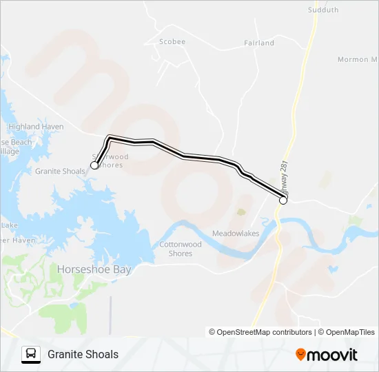 GRANITE SHOALS - MARBLE FALLS Bus Line Map