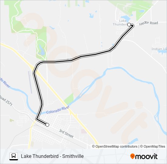 LAKE THUNDERBIRD - SMITHVILLE bus Line Map