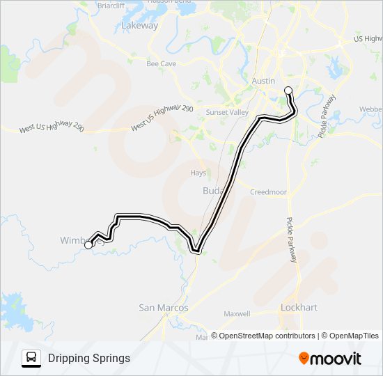 WIMBERLEY -  DRIPPING SPRINGS bus Line Map