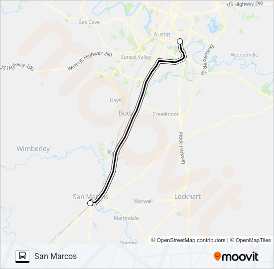 DRIPPING SPRINGS  - SAN MARCOS bus Line Map