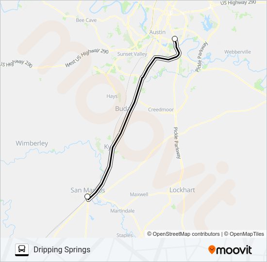DRIPPING SPRINGS  - SAN MARCOS Bus Line Map