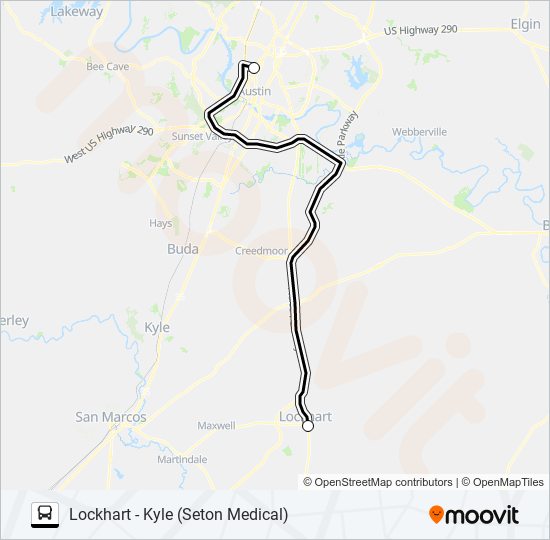 LOCKHART - KYLE  (SETON MEDICAL) bus Line Map