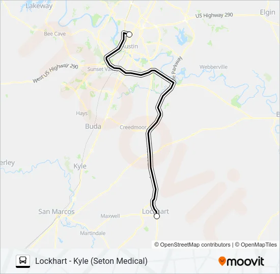 LOCKHART - KYLE  (SETON MEDICAL) Bus Line Map