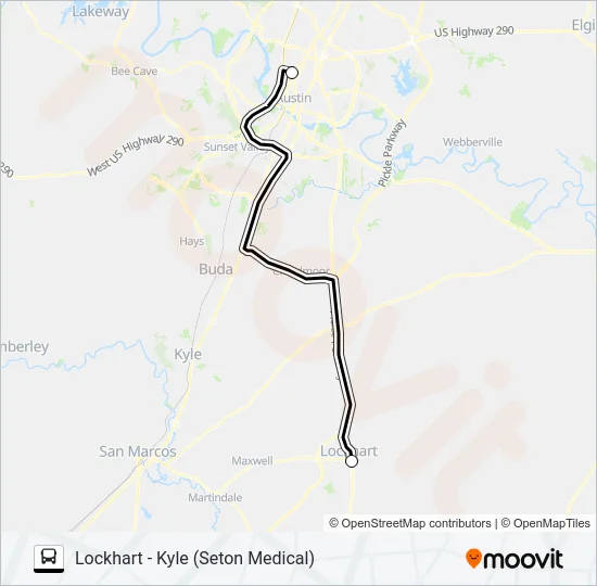 LOCKHART - KYLE  (SETON MEDICAL) Bus Line Map