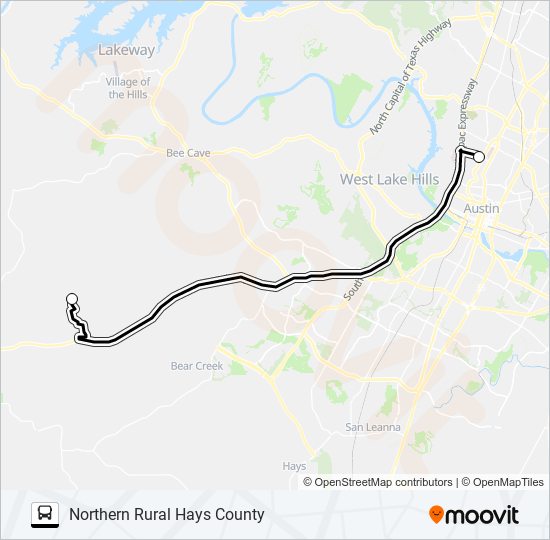 Mapa de NORTHERN RURAL  HAYS COUNTY -  KYLE de autobús