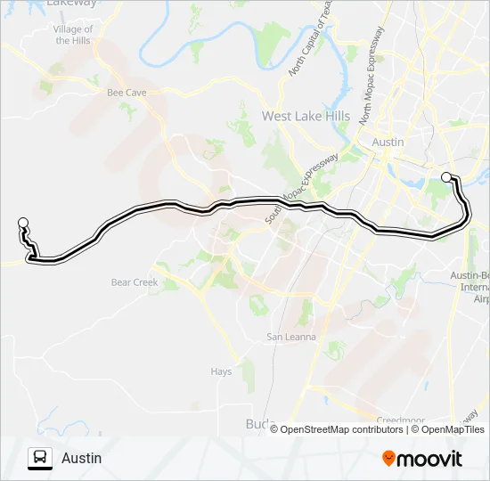 NORTHERN RURAL  HAYS COUNTY -  AUSTIN Bus Line Map