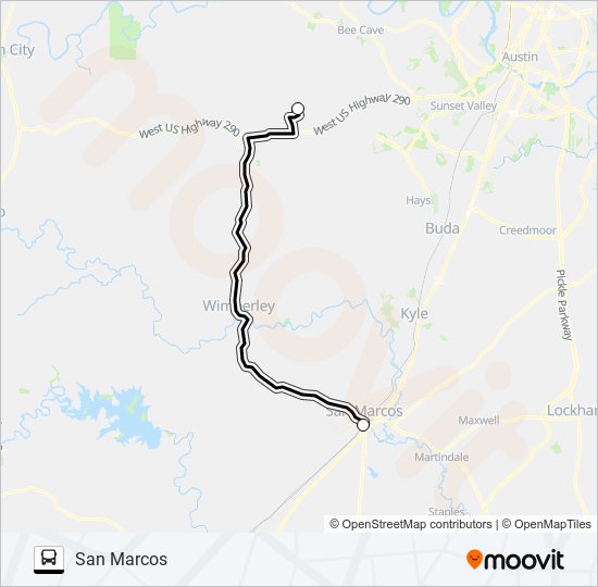 NORTHERN RURAL  HAYS COUNTY -  SAN MARCOS bus Line Map