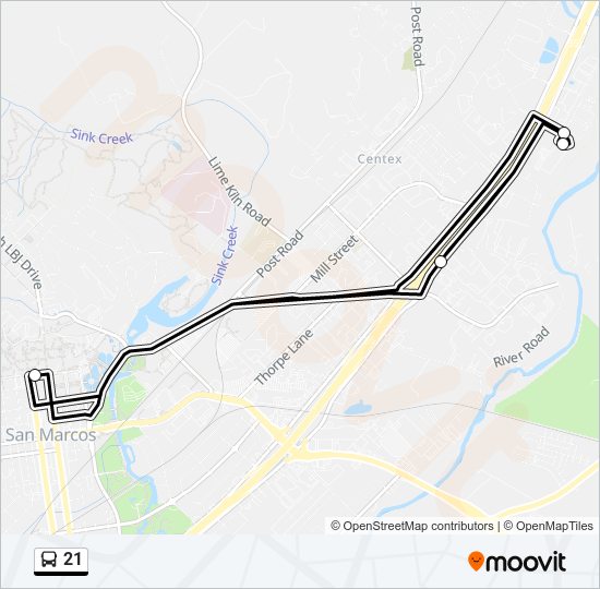 21 bus Line Map