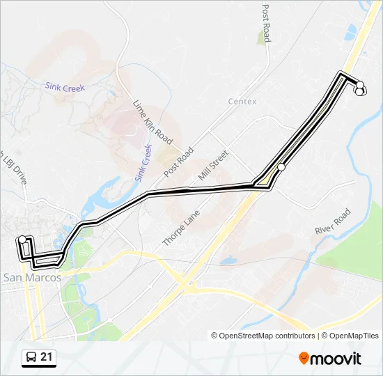 21 Bus Line Map