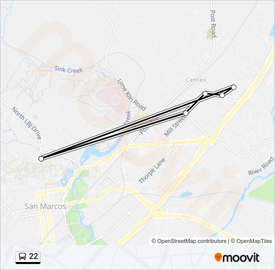 22 bus Line Map