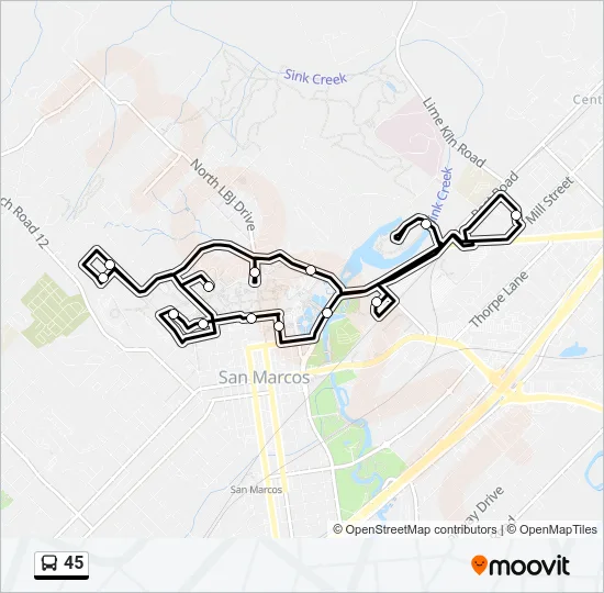 45 Bus Line Map