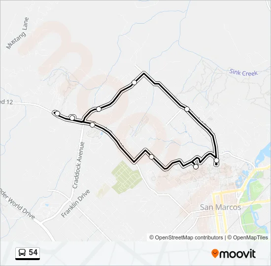 54 Bus Line Map
