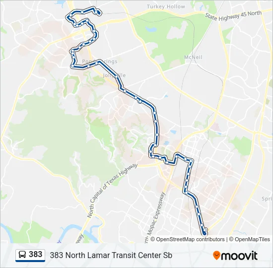 383 Bus Line Map