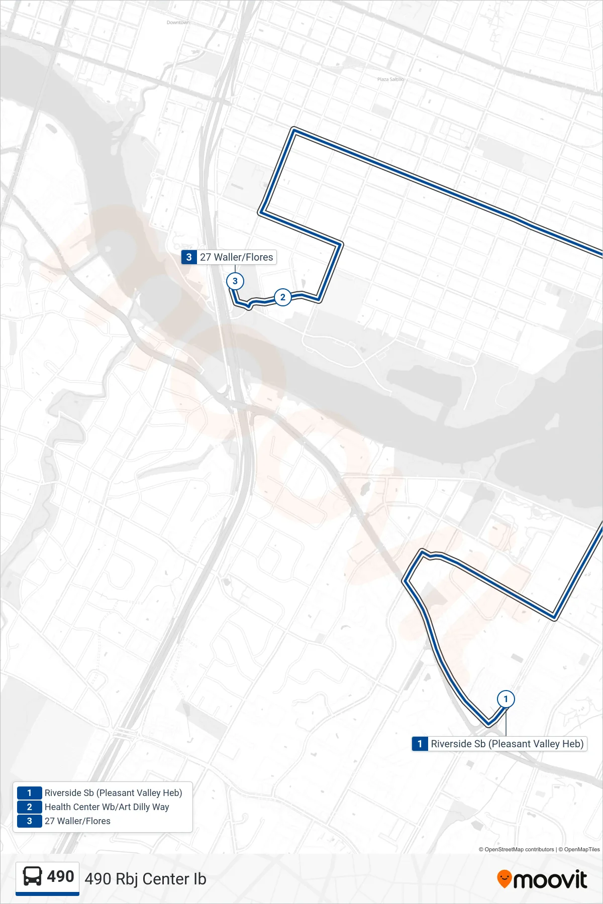 490 bus Line (490 Rbj Center Ib) route and stops on a map