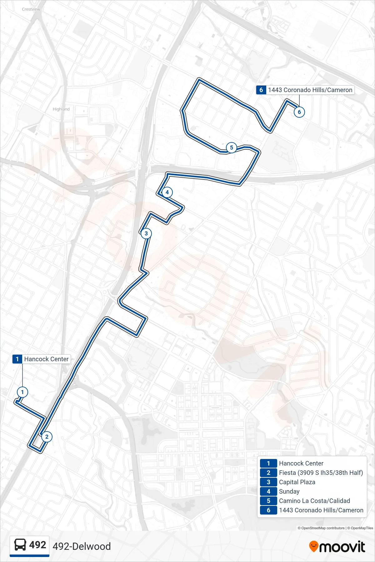 492 bus Line (492 St George Apartments Nb) route and stops on a map