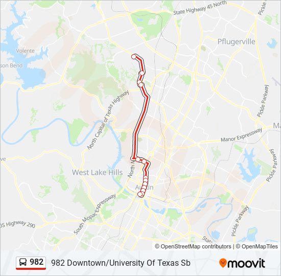 Mapa de 982 de autobús