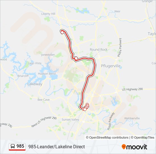 Mapa de 985 de autobús