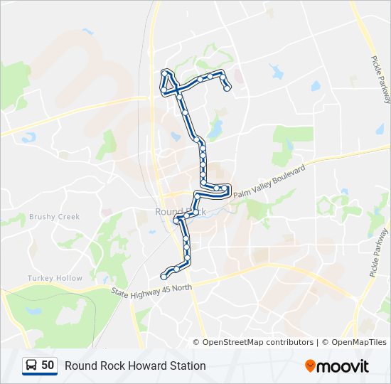 Cct Bus Schedule Route 50 50 Route: Schedules, Stops & Maps - 50-Round Rock Howard Sb (Updated)