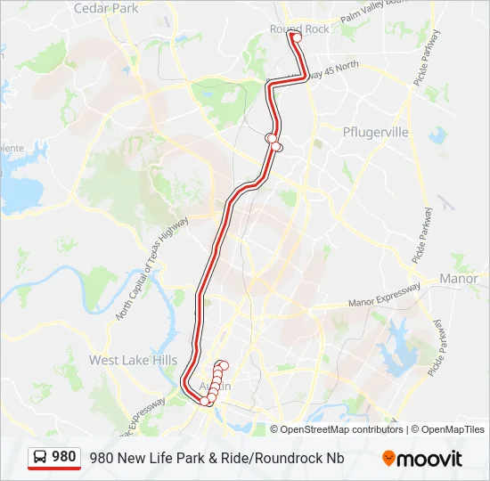 980 Bus Line Map