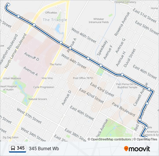 Mapa de 345 de autobús