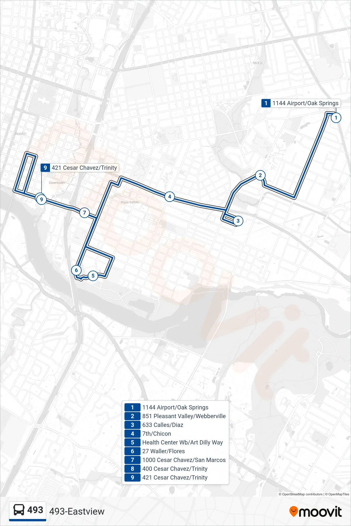 493 bus Line (493 Lakeside Apartments Ib) route and stops on a map