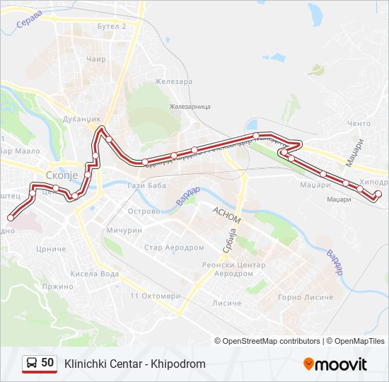 50 autobus Mapa linky