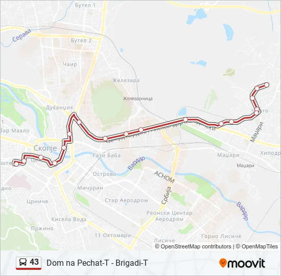 43 Bus Line Map