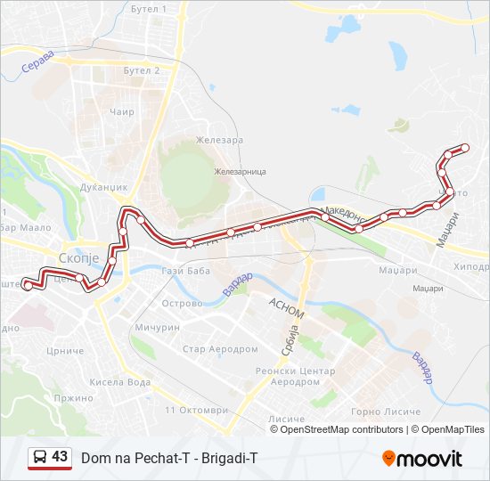 43 bus Line Map