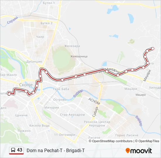 43 Bus Line Map