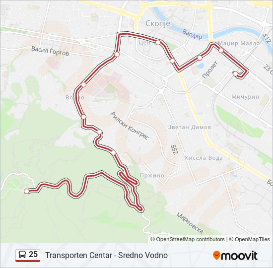 25 bus Line Map