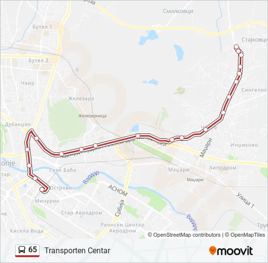 65 Bus Line Map