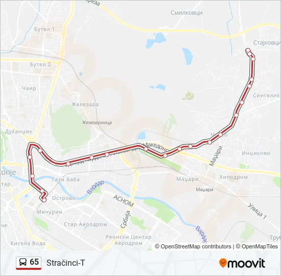 65 Bus Line Map